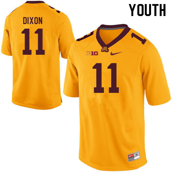Youth #11 Michael Dixon Minnesota Golden Gophers College Football Jerseys Sale-Gold - Click Image to Close